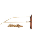 Round-frame sunglasses with chain