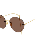 Round-frame sunglasses with chain