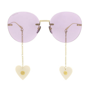 Round-frame sunglasses with heart charms